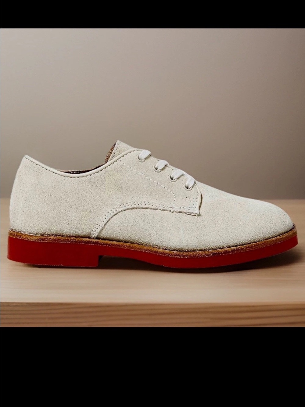 RALPH LAUREN Oxfords Youth Boys Size 4 Ivory Barton Suede Loafers Lace Up Preppy
